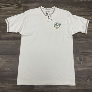 Vintage Pro Player Dallas Stars White Ringer Tee T Shirt Size M New Old Stock